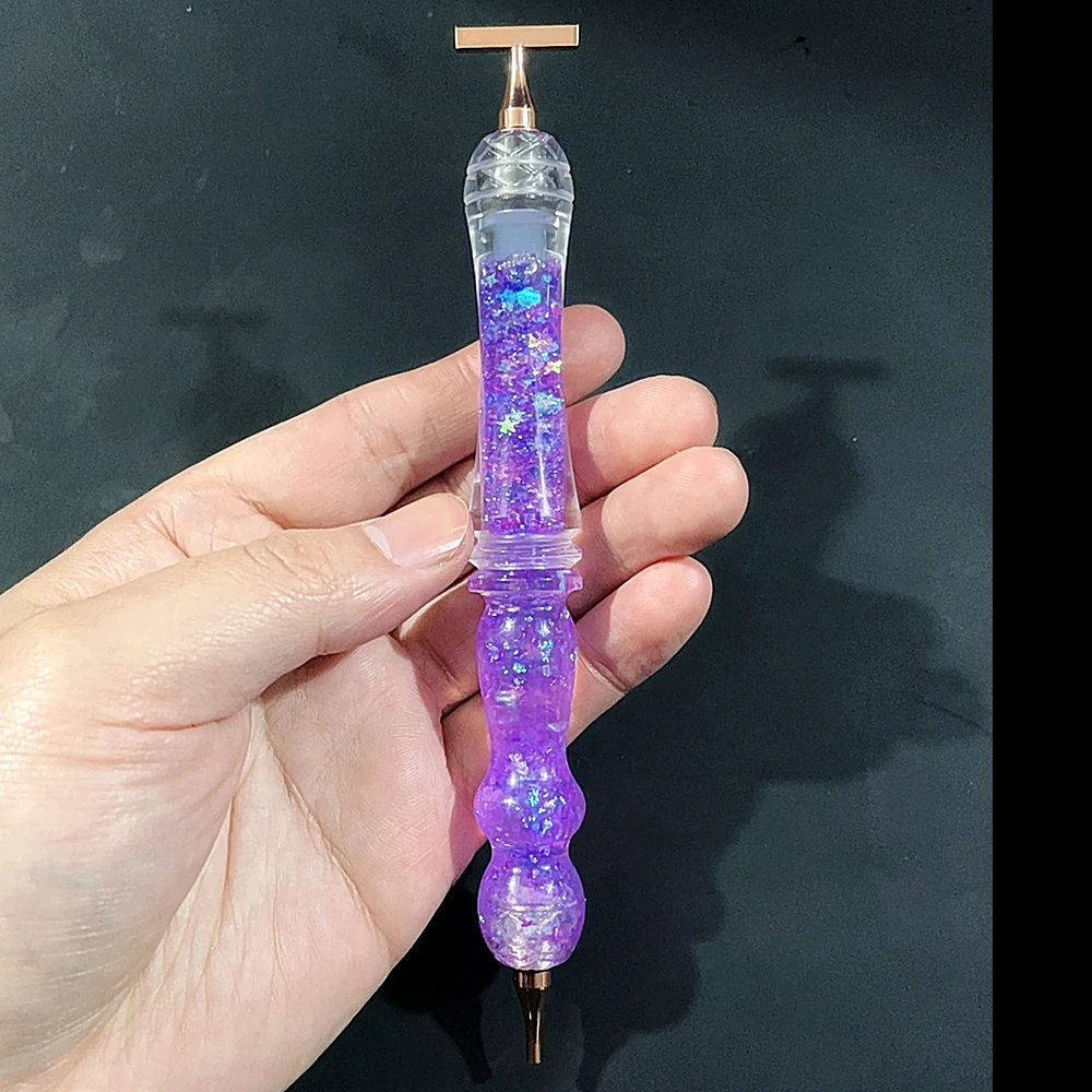 HOMFUN Glänzender Quicksand-Diamantmalstift, Farbiges Stickerei-Nadelstift-Werkzeug, Metall-Schraubgewinde-Spitzen Zubehör