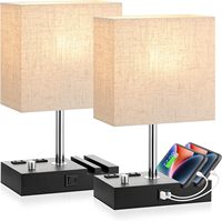 Table Lamp for Bedroom with USB Ports Beige Fully Dimmable Bedside Lamp with Phone Stands and 2 Charging Outlets Light Fixture
