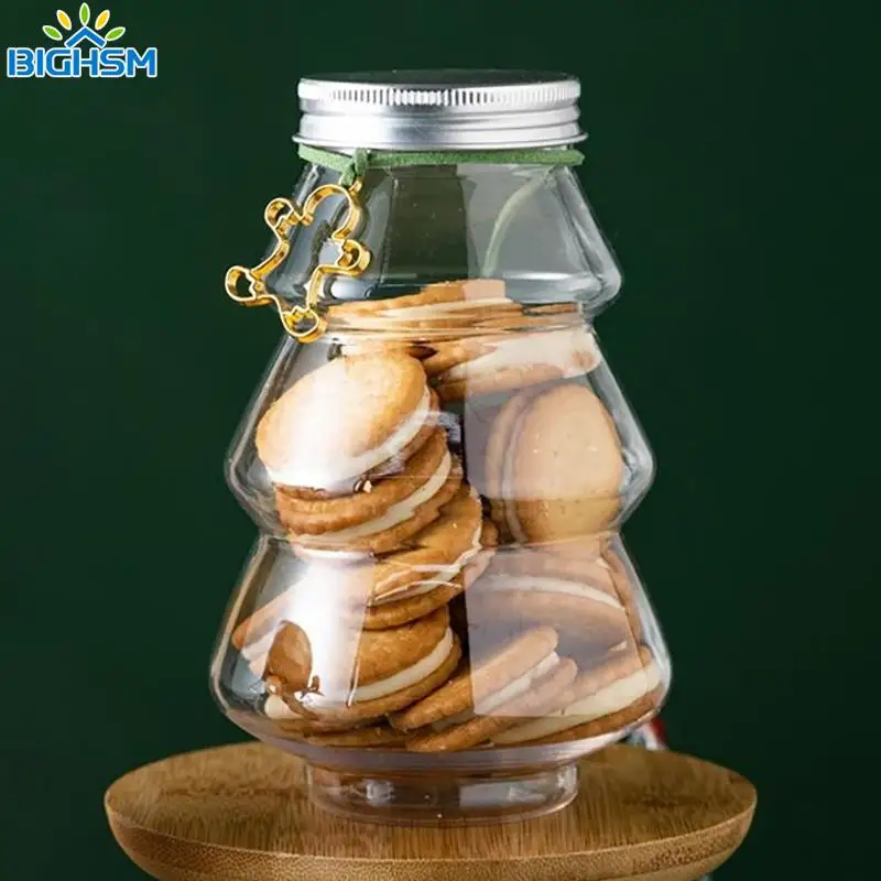 500ml Christmas Tree Sweet Jar Kids Favor DIY Gift Candy Storage Jars Cookie Snack Chocolate Packing Box New Year Decoration