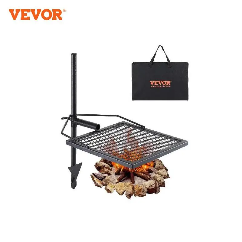 VEVOR Swivel Campfire Grill, Portable Fire Pit Grill Grate,360° Adjustable Open Fire Outdoor Cooking Equipment, for Camping BBQ