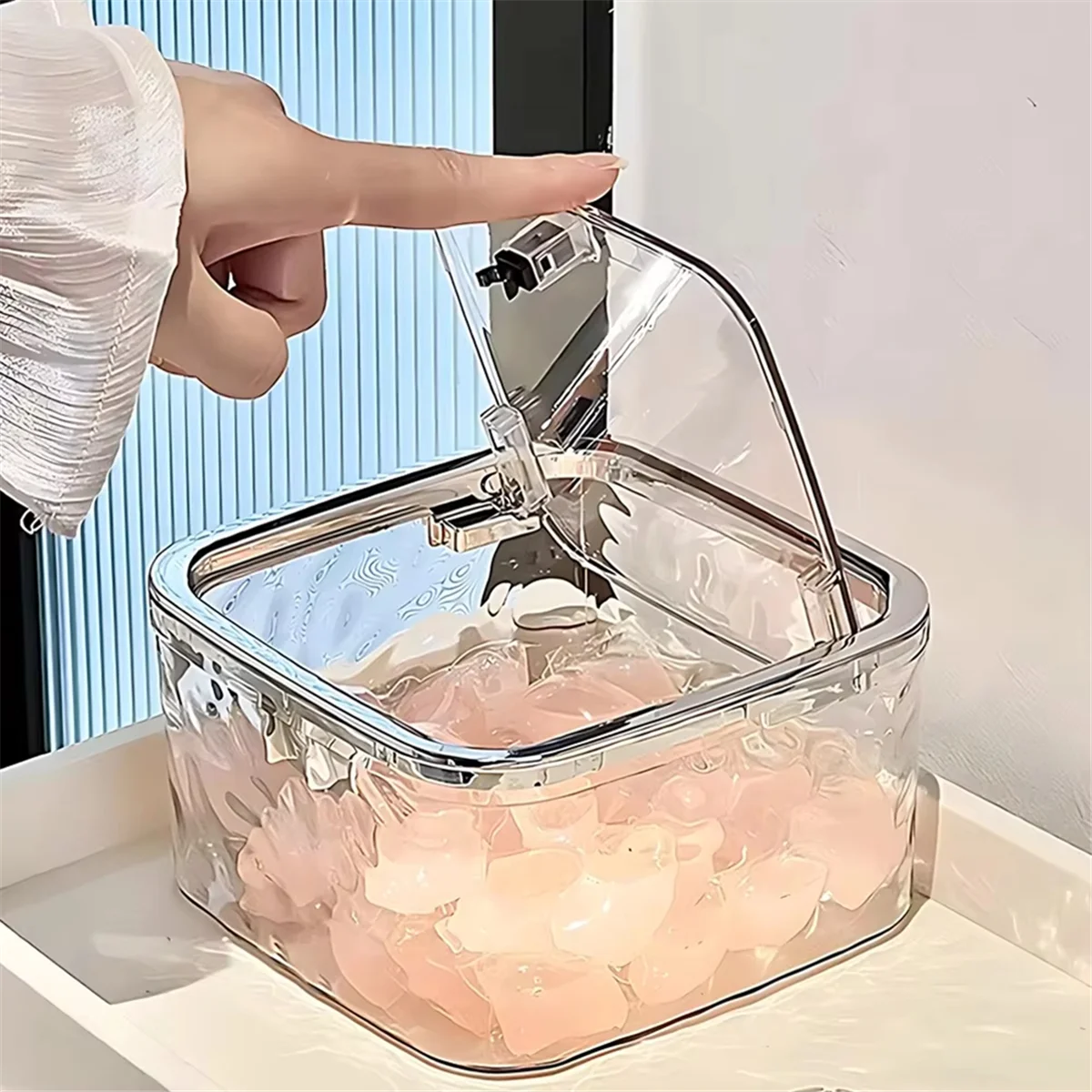 Scatola portaoggetti trasparente per contenitore per Vesicle seminale per lavanderia utilizzata per la pulizia di capsule Scatola portaoggetti per lavanderia grande