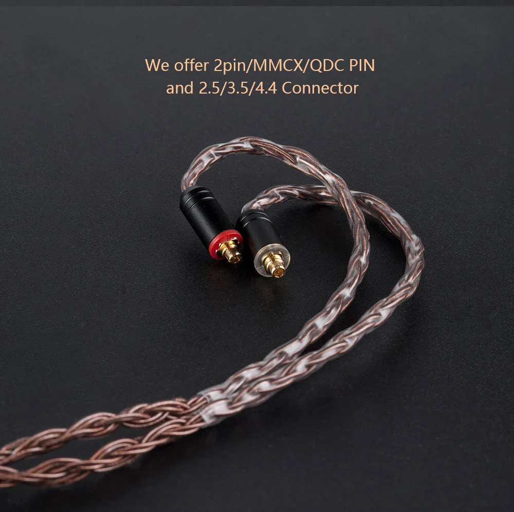KBEAR 16 Core Reinem Kupfer Kopfhörer Kabel 2PIN/MMCX/QDC Earbuds Connector Verwenden Für KZ EDX ZSN PRO BLON BL-03 KBEAR KS1 Kopfhörer – Detail 4