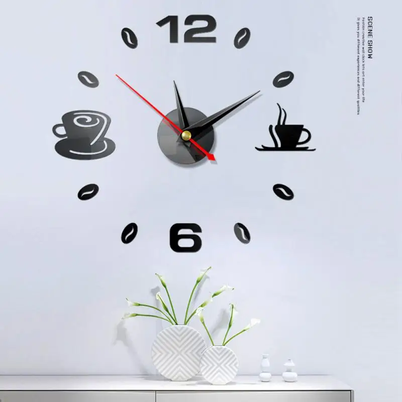 Diy Wall Clock Frameless Modern 3D Wall Clock Mirror Sticker Clock for Home Office Hotel Restaurant School Decoration