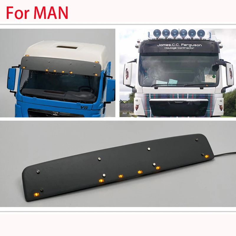 3D Printing Sun Visor LED Roof Lights 1/14 for Tamiya RC Truck Tipper SCANIA 770S R620 VOLVO FH16 750 BENZ ACTROS 3363 MAN Car