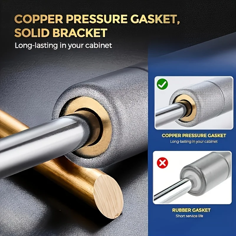 6pcs 20-200N Heavy-Duty Cabinet Hinges, Adjustable Gas Spring, Brushed/Oil-Rubbed Metal, Smooth Lift-Up for Kitchen