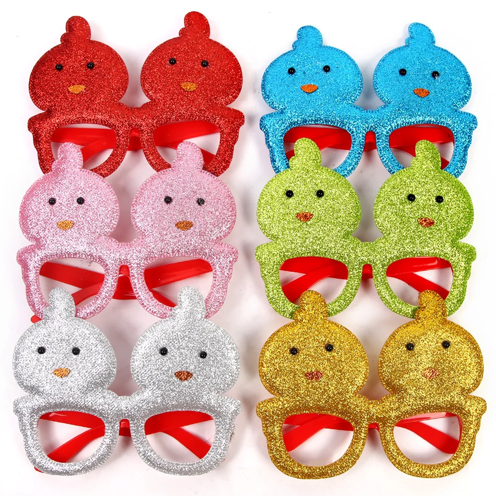 Decorative Eyeframe Bright Chick Photo Props Bunny Ear Glasses Colorful Spring Party Glasses For Spring Party Photo Booth Family