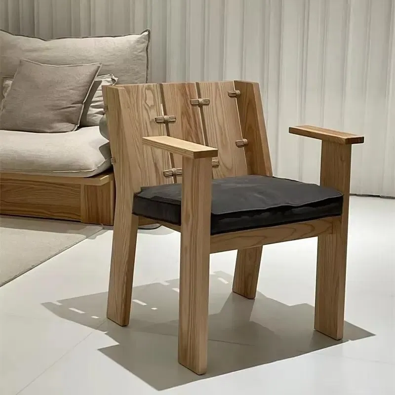 French Solid Wood Softbag Dining Chair Retro Apartment Medieval High Back Single Chair for Dining Room