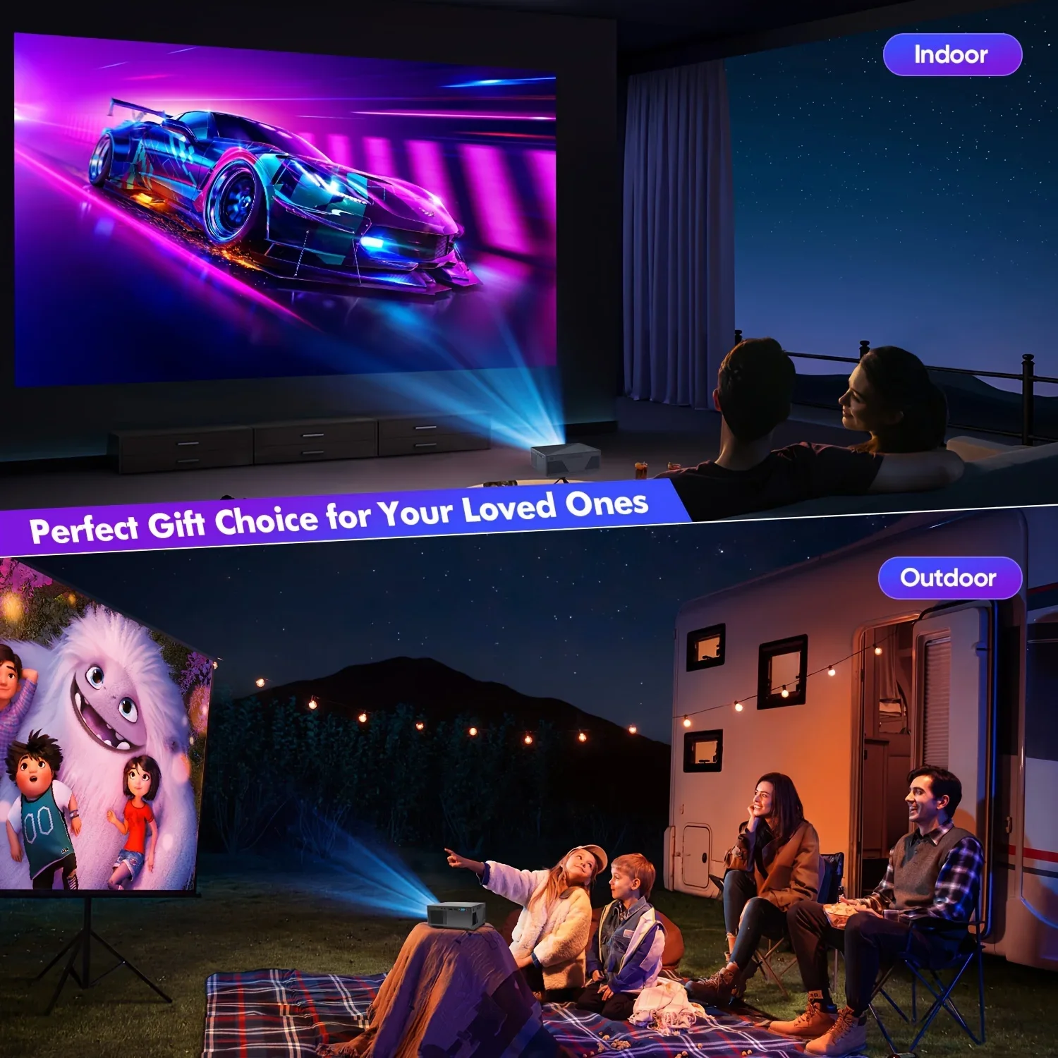 5G WiFi Wireless Native 1080P Office Projector, 15000L High Brightness 200 In Large-sized Screen Projection