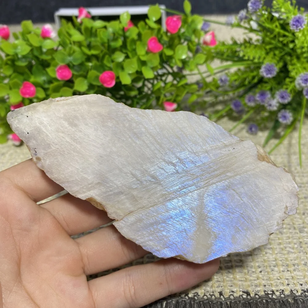Blue Light Moonstone Natural Crystals Free Form Stone Polished Slab Rough Rock Quartz Spiritual Healing Mineral Gemstone Gift