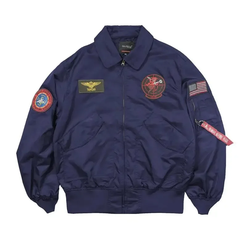 Spring Army Patch Pilot Flight Casual Outwear Men Bomber Coat Thin Jacket - Image 3