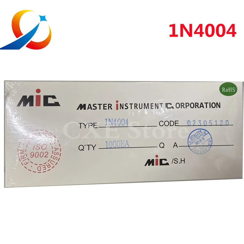 

1000 шт. 1N4004 1A 400 В DO-41 выпрямительный диод MEW