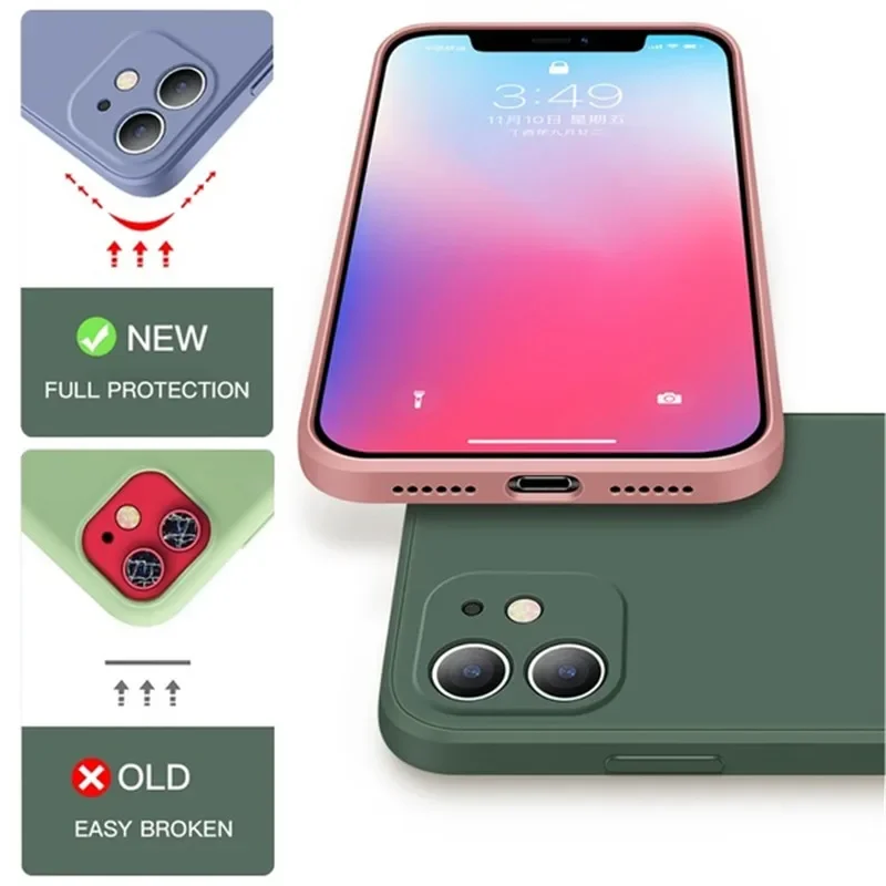 Fashion Square Silicone Case For Samsung Galaxy S24 S23 S22 S21 Ultra S20 FE S10 S9 Plus A51 A71 Note 20 Ultra Soft Cover