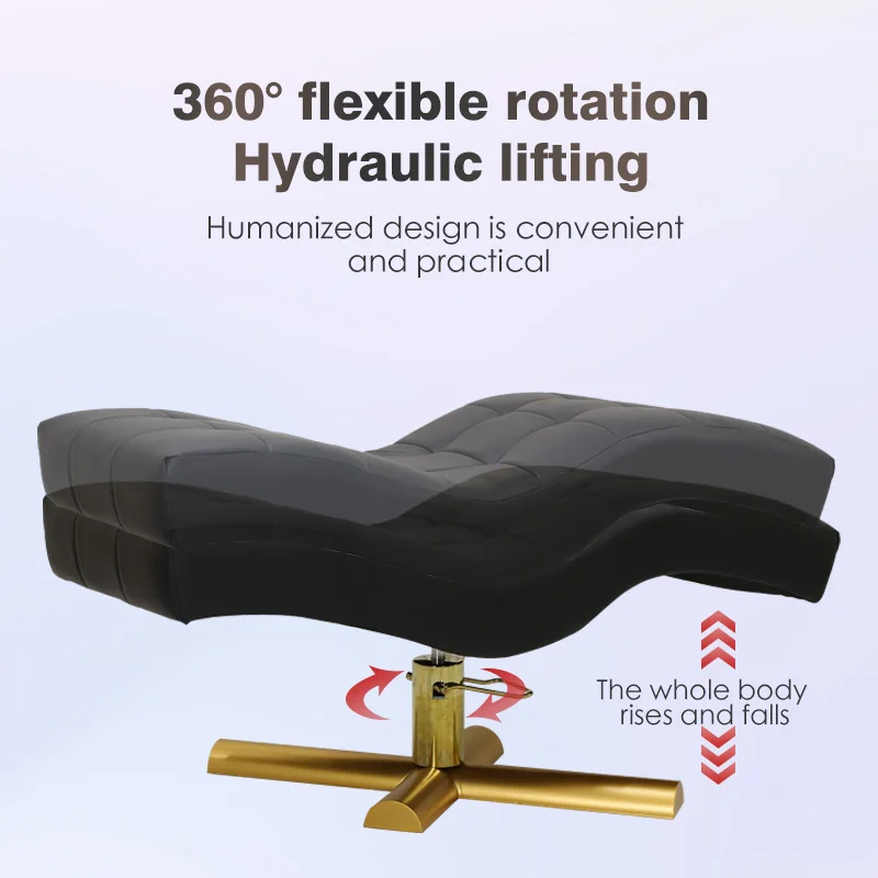 سرير سبا فاخر من Keyunshi مع منحنى S-Fit وقاعدة ذهبية، سرير صالون سميك من جلد البولي يوريثان لتجربة مريحة للياقة البدنية