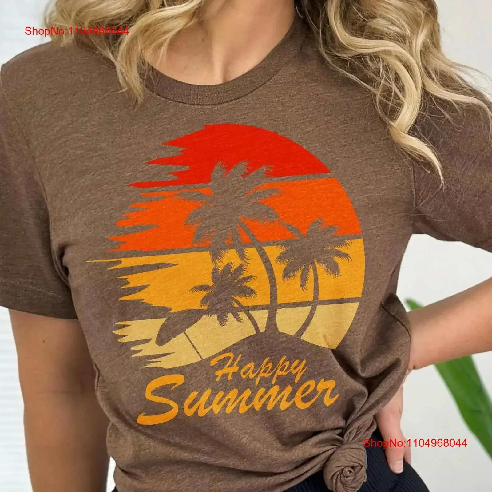 

Happy Summer T Shirt Palm Beach for Her EncouragemenT Sober Life vintage Washed streetwear Soft Breathable homme Versatile