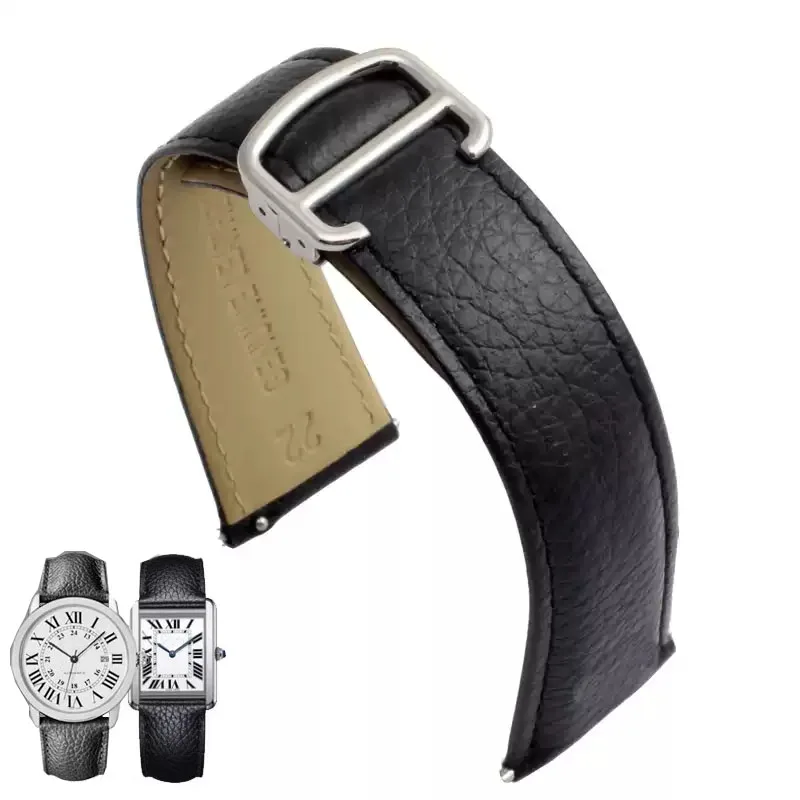 

For cartier tank London solo series WSTA0029 WSTA0030 Litchi leather strap leather strap men and women 20mm 22mm 23mm