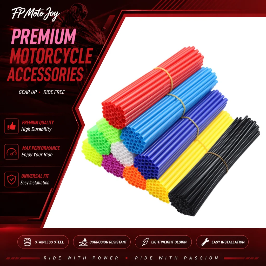 Universal17cm Wheel Spoke Protector Wraps Kit, Color Rim Skin Trim Pipe Covers Decor Accessories Fit for Motorcycle & Bicycle