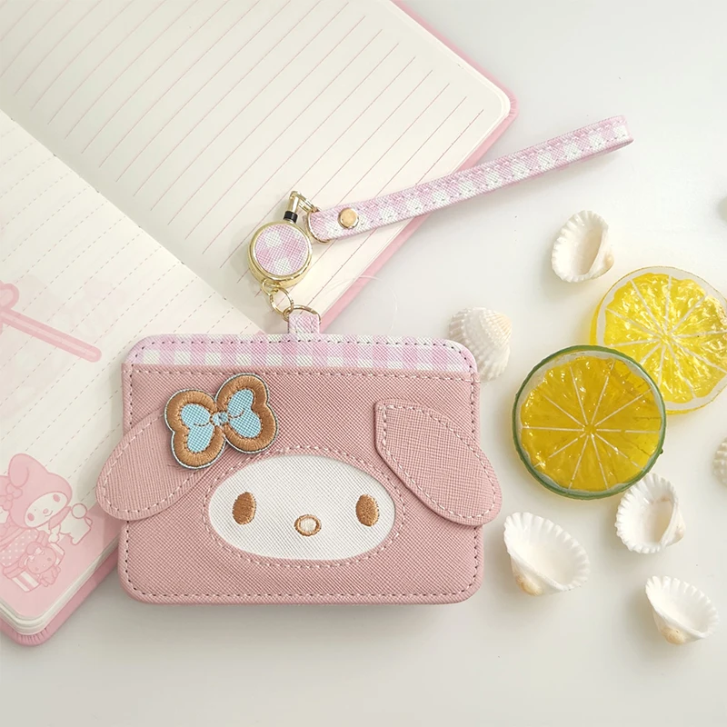 Hello Kitty Sanrio Coin Purse My Melody Cute Kawaii Cartoon Girls Id Bus Card Bring A Hanging Rope Expansion Buckle Card Sleeve