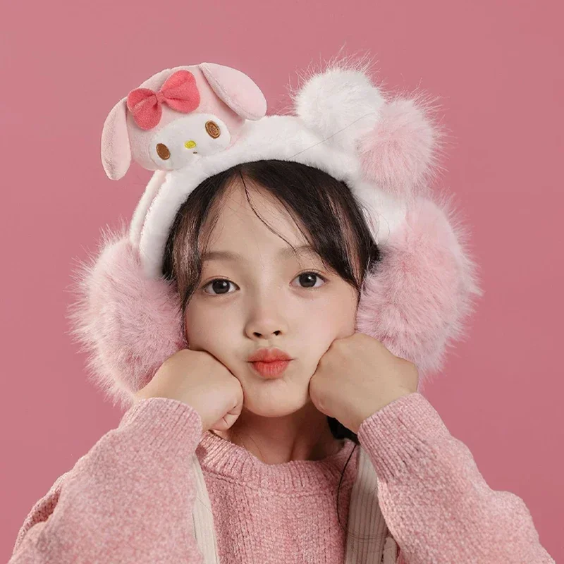 Miniso My Melody zimowe nauszniki dla dzieci chłopiec dziewczyna pluszowe nauszniki uczennica słuchawki dla dzieci etui nauszne przedszkole prezent dla uczniów