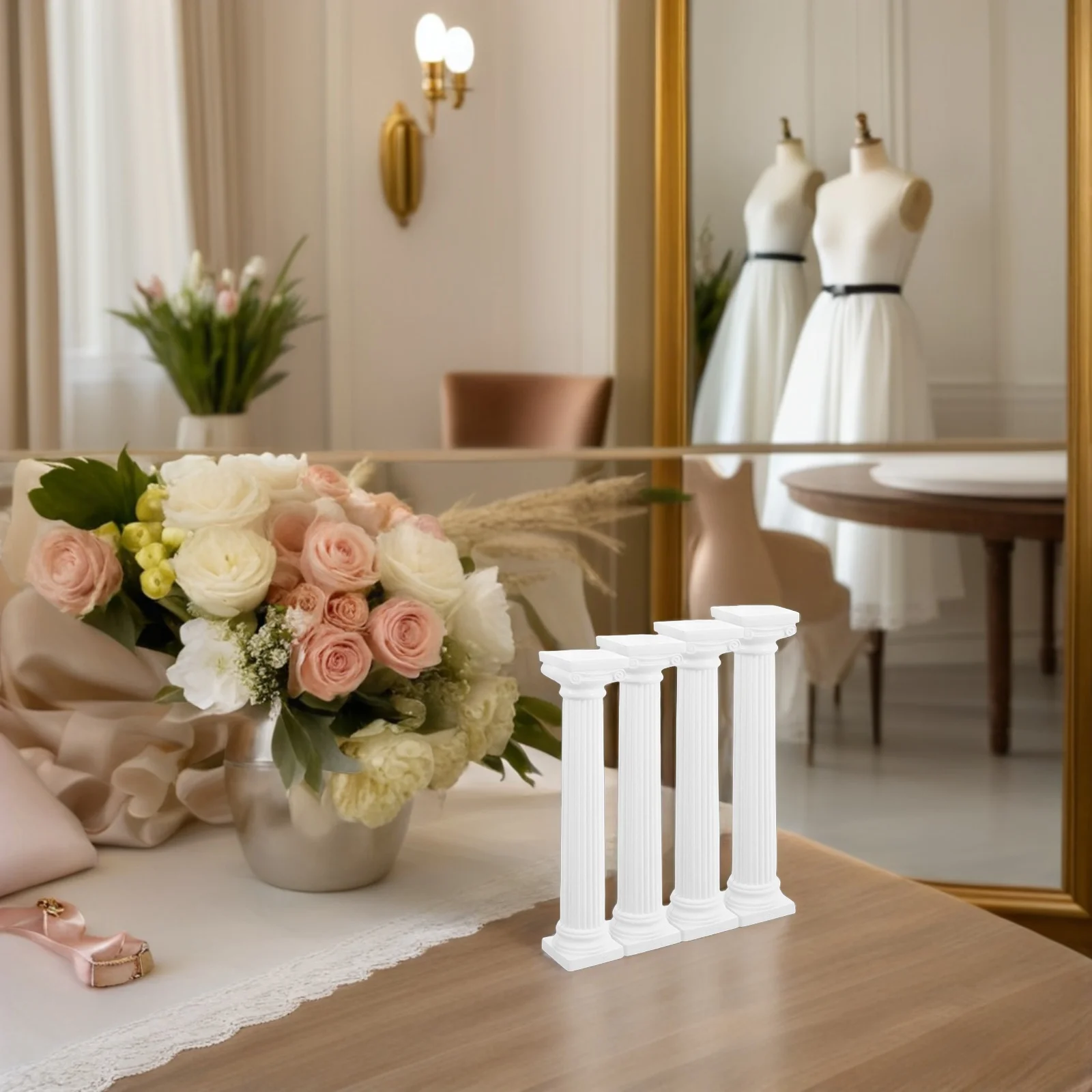 

4Pcs Roman Pillar Statue Decorations for Parties Weddings and Outdoor Garden Use Roman Pillar Statue