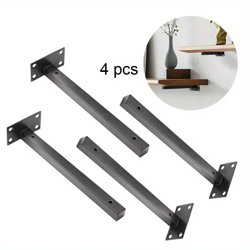 

4 шт. L-образный кронштейн для полок, сверхмощный утолщенный и расширенный скрытый скоб, угловые кронштейны, деревянная доска, подвесные опоры для слепых