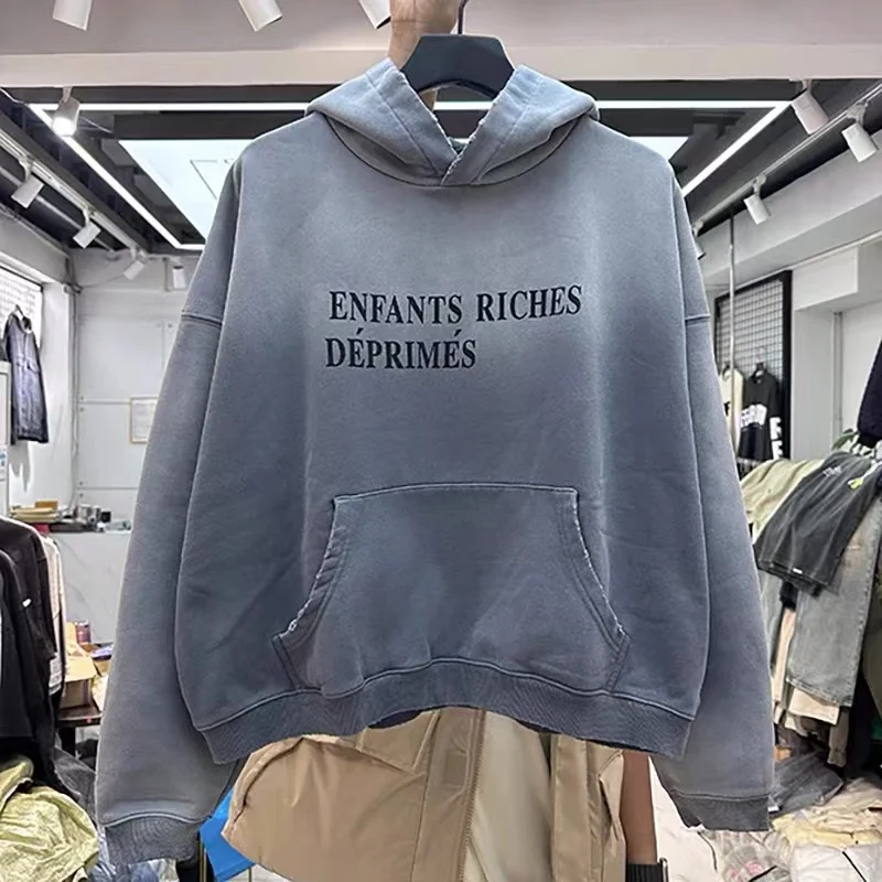 Street Oversized ERD Beautiful Washed Hoodie Letter Printed Best Quality Loose Sweatshirt Fashion Vintage Pullover Hoodie