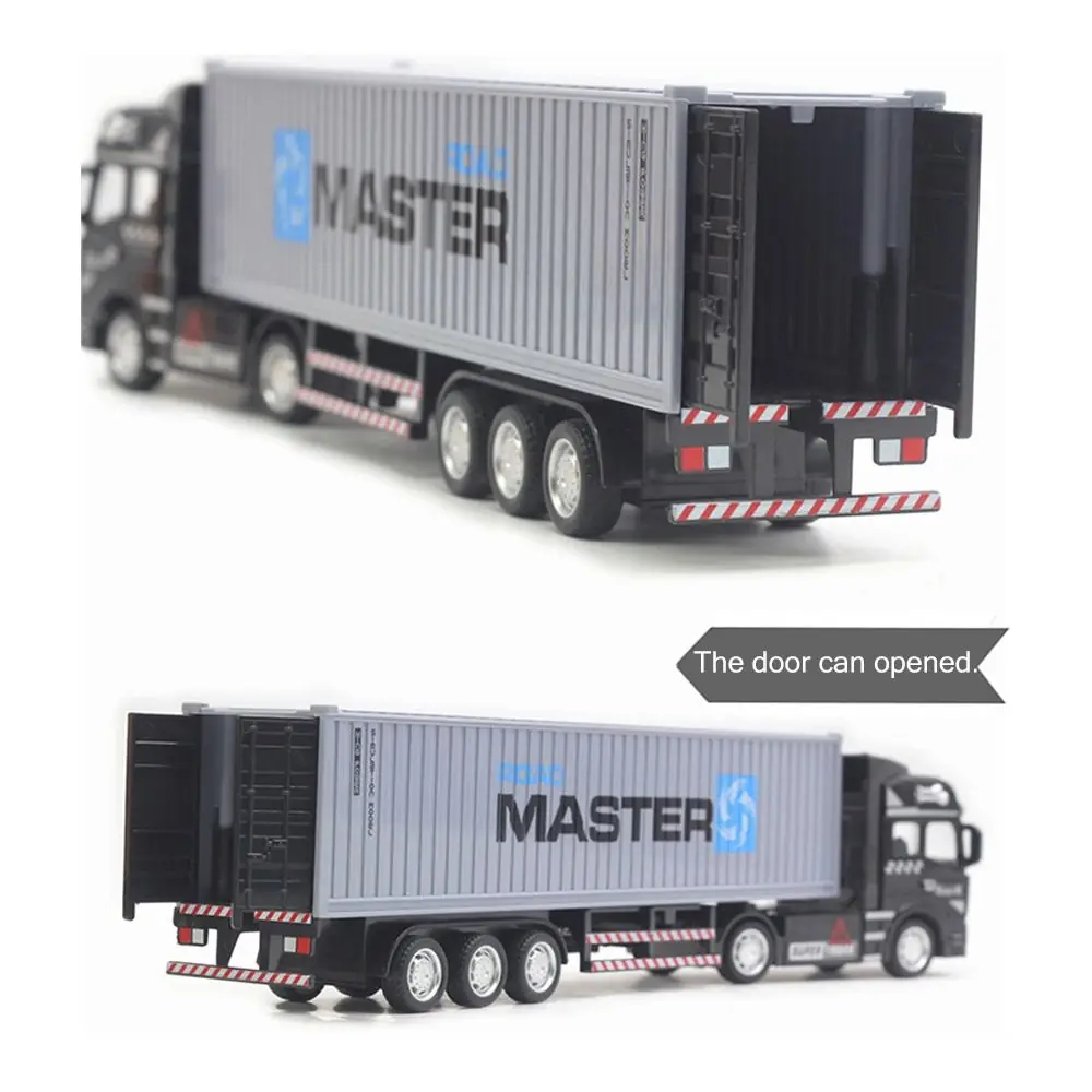 새로운 합금 다이캐스트 트럭 운송 와인드업 풀백 트럭 엔지니어링 차량 컨테이너 트럭 자동차 모델 장난감 어린이용