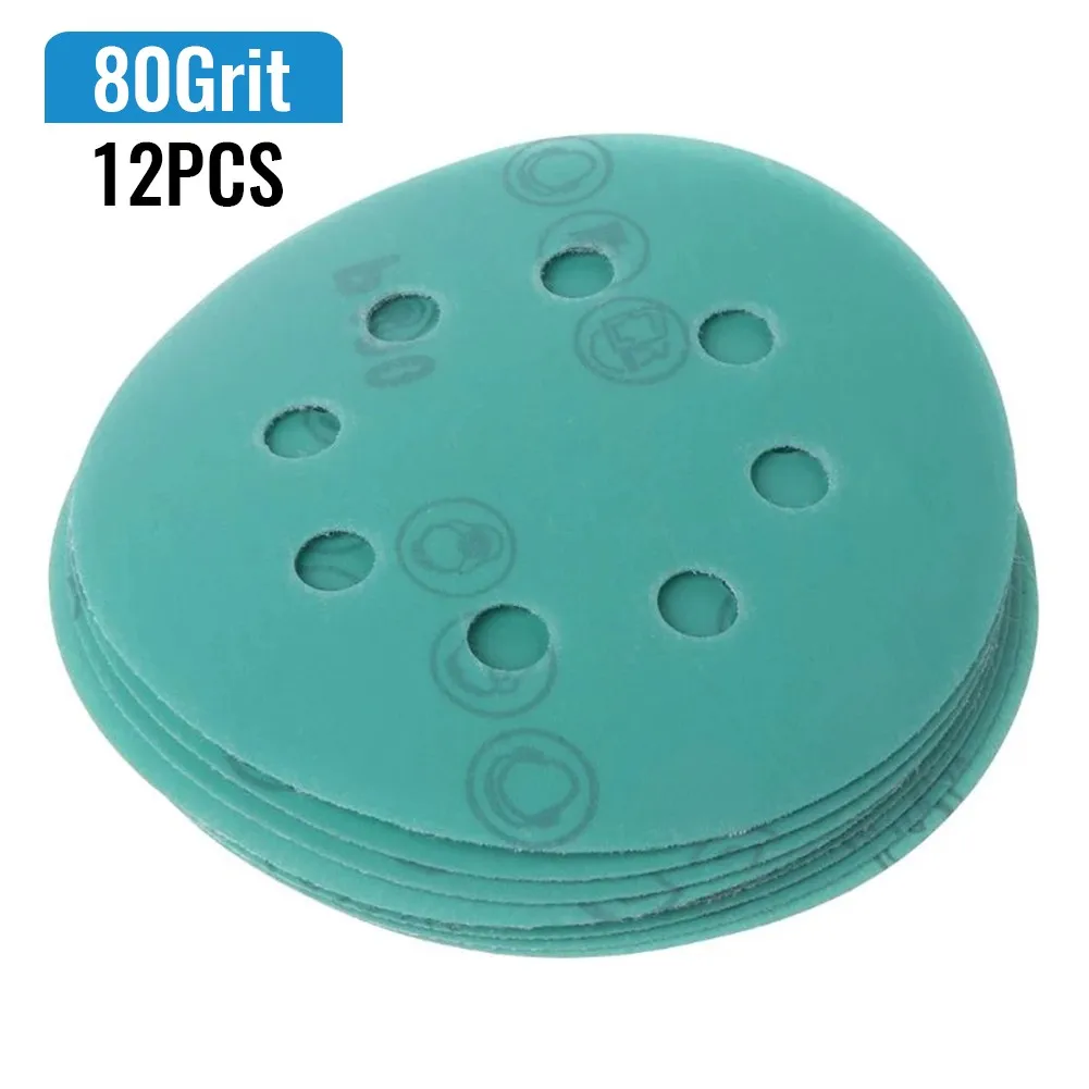 15 Piece 5 Inch 8 Hole Polyester Film Sandpaper Discs for Wet Dry Sanding on Paint Composite and Lacquer Surfaces