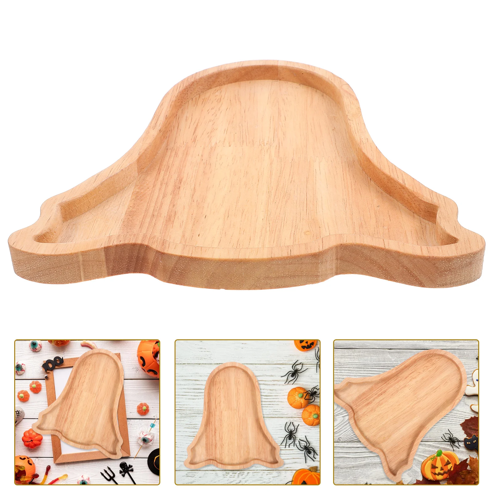 

Wooden Ghost Tray Food Cake Serving Plate Trays Dessert Fruit Halloween Dish for Party