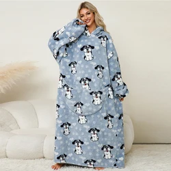 New 2024 Super Long Flannel Blanket with Sleeves Winter Hoodies Sweatshirt Women Men Pullover Fleece Giant TV Blanket Oversized