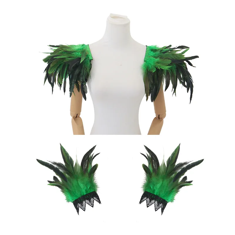 مجموعة حفلات الكرنفال القوطية - سوار قوطي شال ريش وإكسسوارات أداء تنكرية