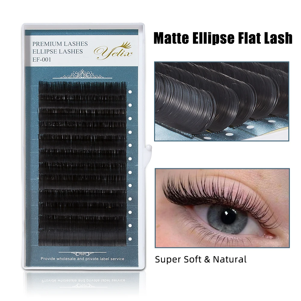 Yelix Ellipse Flat Eyelash Extension Soft nature Cashmere Lashes Split-tips Mix Lash Extensions Individual Eyelashes lassic eyel