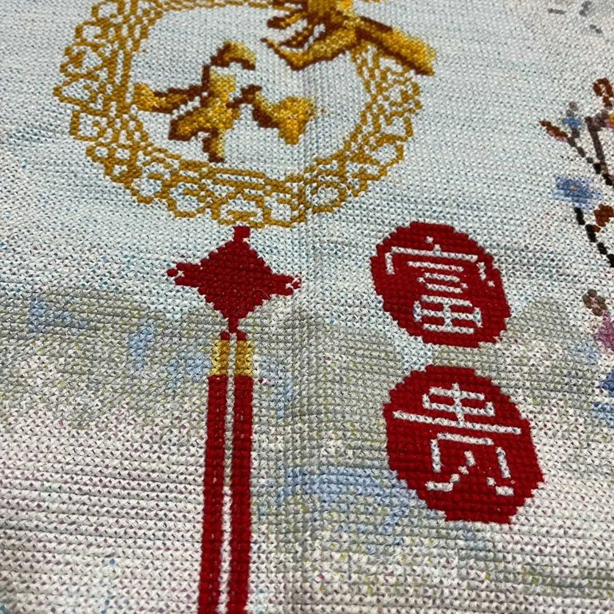 (Finished product) Pure handmade cross stitch finished product: Home and Wealth Peacock Fulu New House Living Room 60 * 85cm