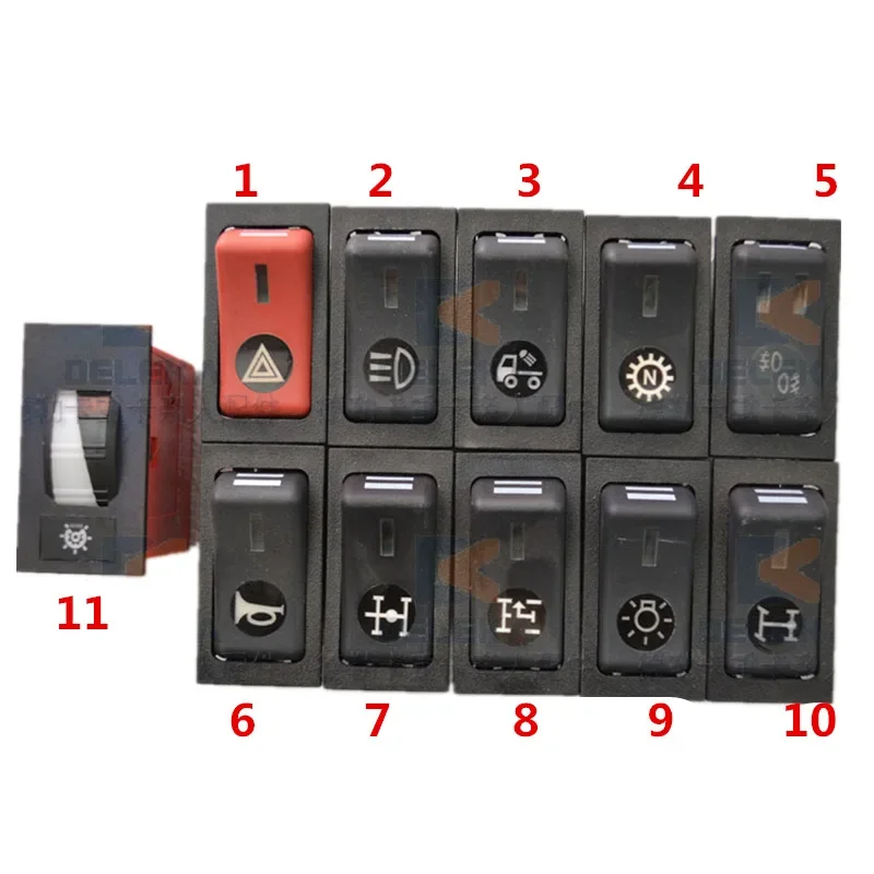 

For SHACMAN F3000 Cab Instrument Panel Rocker Switch Lamp Power Take-off Selection Horn Switch Truck Parts