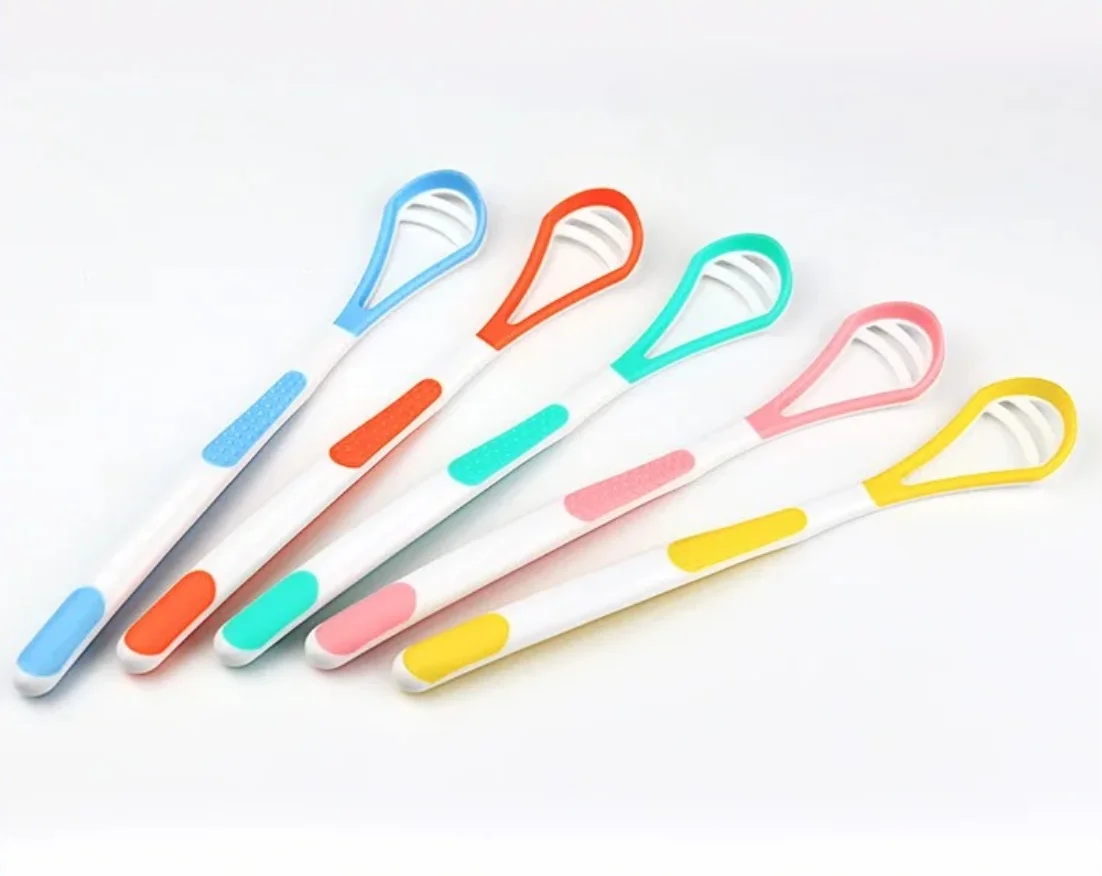 舌コーティングブラシ 舌スクレーパー、クリーナークリーニングブラシ、ケア歯ブラシ両面舌スクレーパー、1個