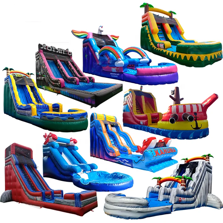 Factory custom commercial inflatable water slides large water slides with pool inflatable castle bounce for kids and adults