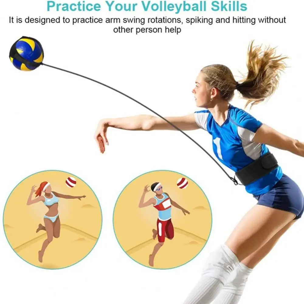 1 Set Sports Practice Tool Volleyball Spike Trainer Serving Soccer Football Kick Belt Adjustable Elastic Training Aid