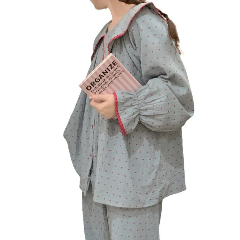 بيجامة قطنية سحابة للنساء - مجموعة ملابس منزلية للربيع والخريف وصلت حديثًا على الطراز الكوري بأكمام طويلة وبنطلون #5