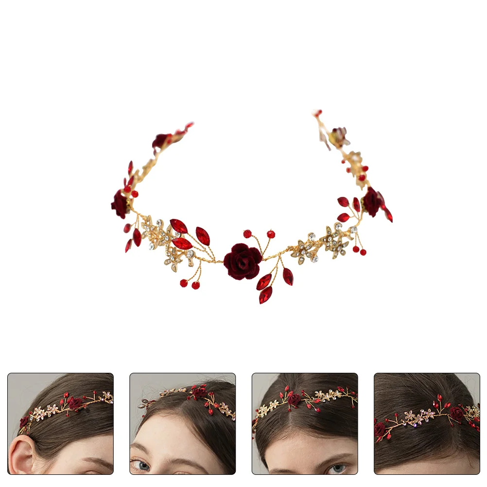 1 قطعة عقال الزفاف الزهور هيرباند للحزب التصوير الدعامة حجر الراين غطاء الرأس الزفاف الديكور الزفاف
