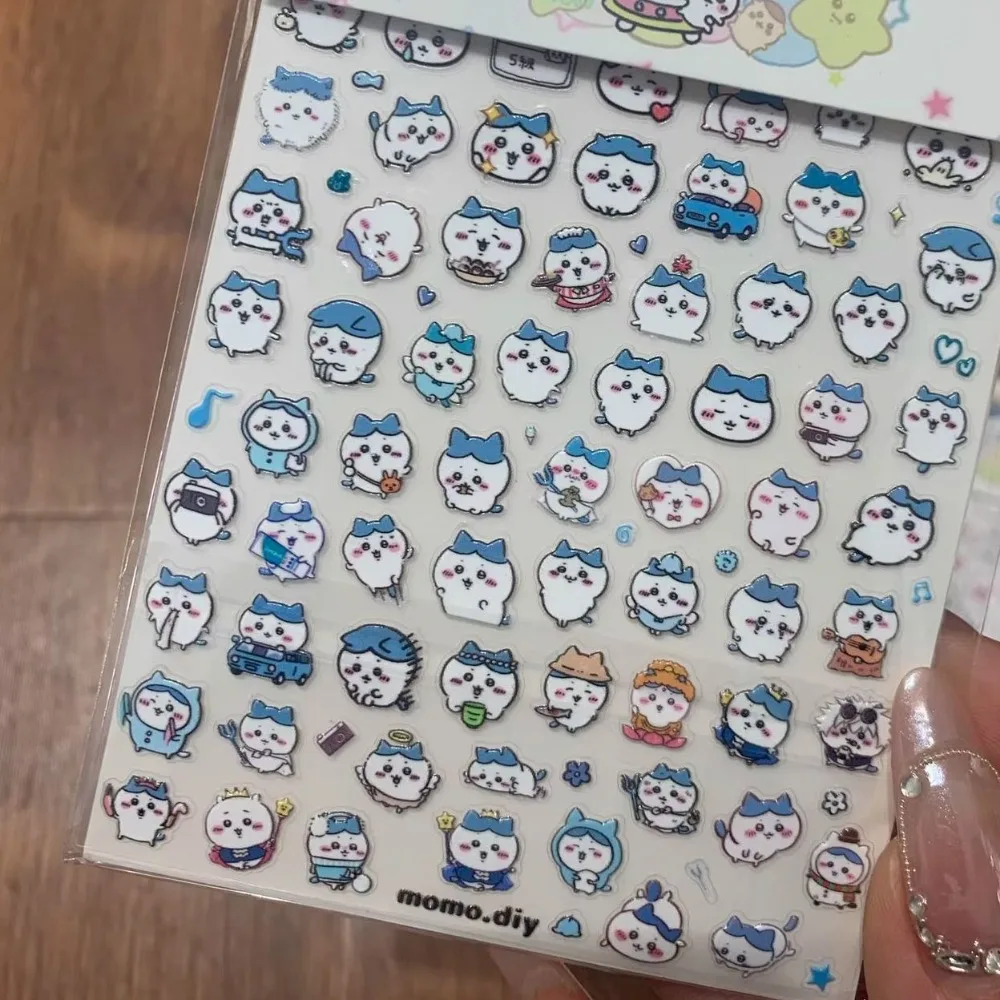 4Pcs/Set Chiikawa Embossed Nail Stickers Cute Cartoon Multi-purpose Decorative Stickers Manicure DIY Ornament & Nice Gift