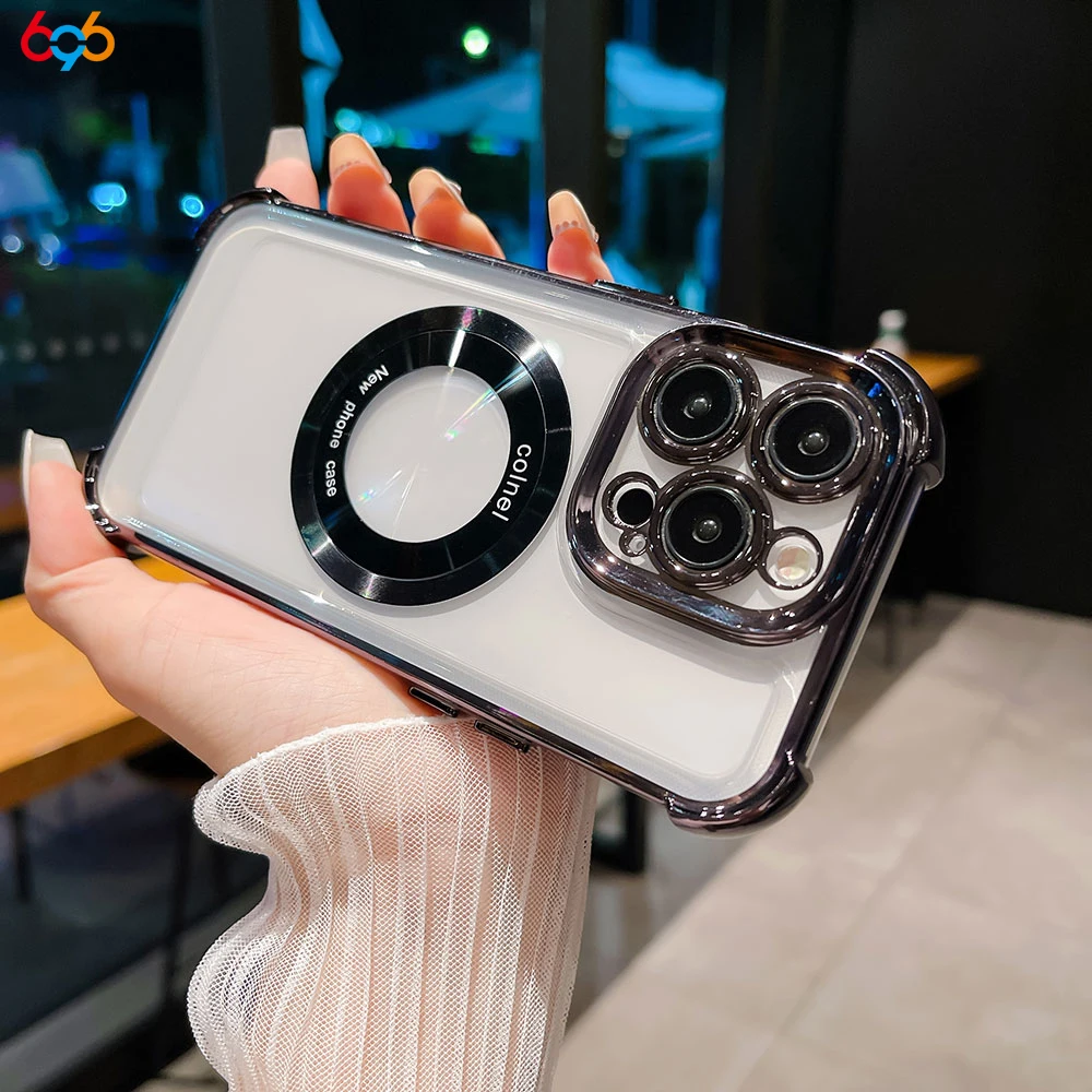 696 New Shockproof Clear Magnetic Case For iPhone 16 Pro Max 15 14 Plus 12 13 Wireless Charging Transparent TPU Cover Phone Case