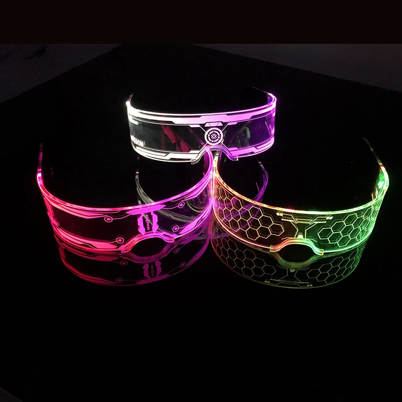 Coole leuchtende bunte LED-Leuchtbrille, leuchtende Neonlicht-blinkende Partybrille für Nachtclub, DJ, Tanzparty-Dekoration