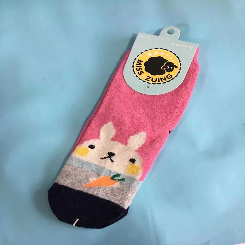 Calzini da donna Kawaii Bear Ladies Wool Straight Sleeping Fleece Home House pantofole Cute Soft Socks Female 5 paia/lotto