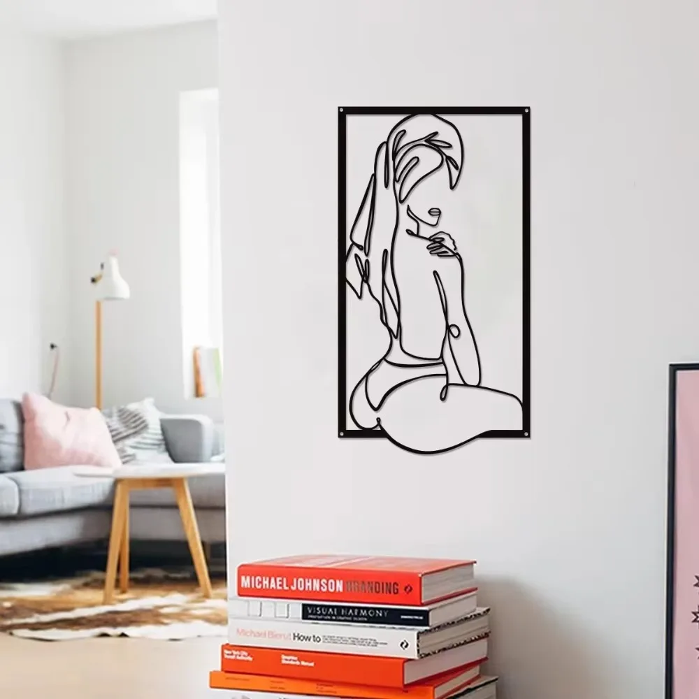 ARTLINEZ فن جداري معدني تجريدي باللونين الأبيض والأسود | ديكور فريد لغرفة النوم والمكتب #4