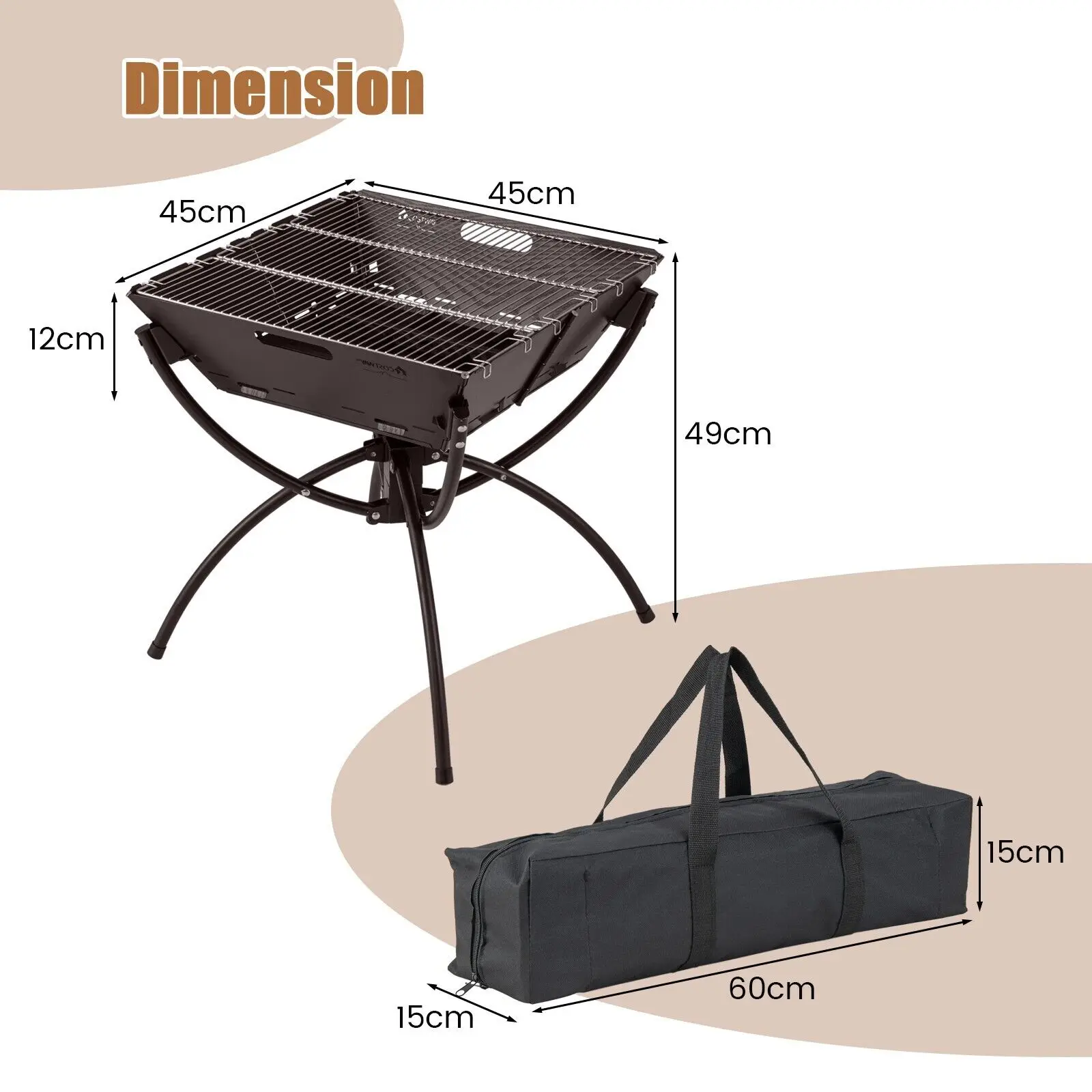 GOFLAME Camping Fire Pit w/Cooking Grills, Lightweight Portable Campfire Grill w/ Carrying Bag & Gloves