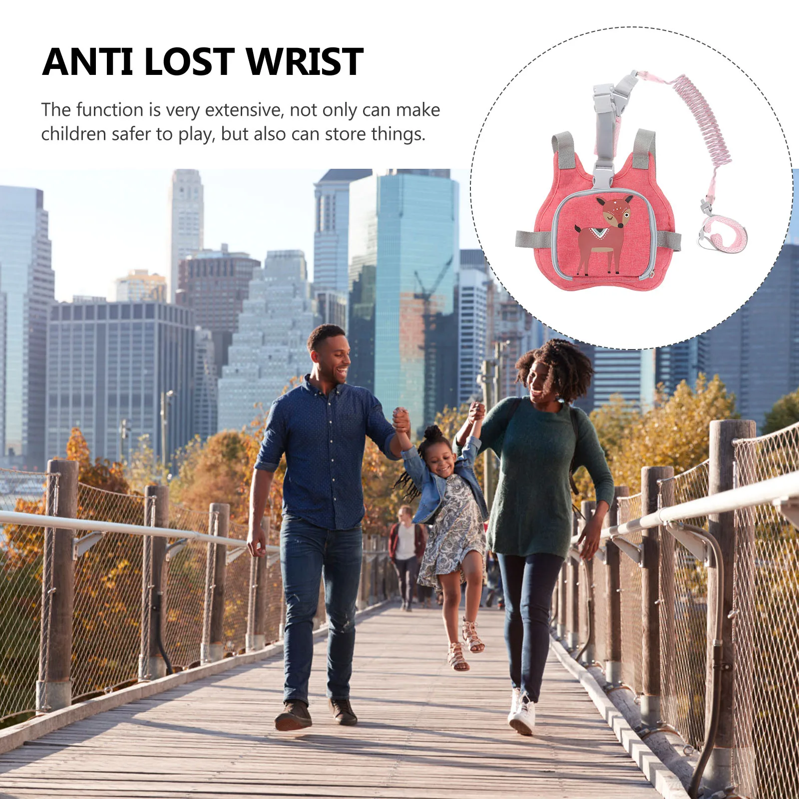 

2M Adjustable Safety Harness For Anti-Lost Leash Child Wrist Strap With Reflective Design Toddler Belt 6M-10Y Pink