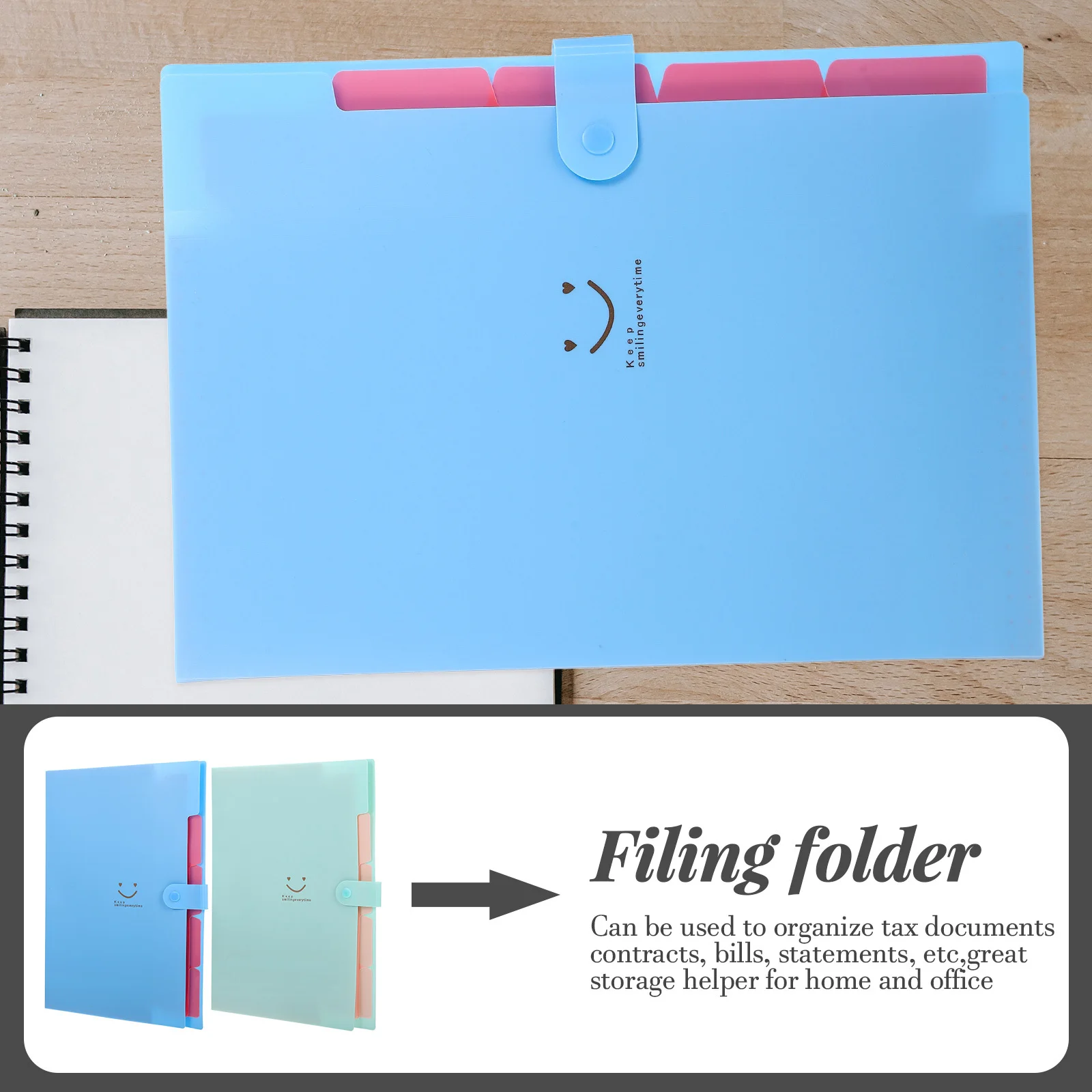 

2pcs Bright Color Multi Functional File Folder Portable Document Organizer Expanding Filing Folder Holder Accordion File