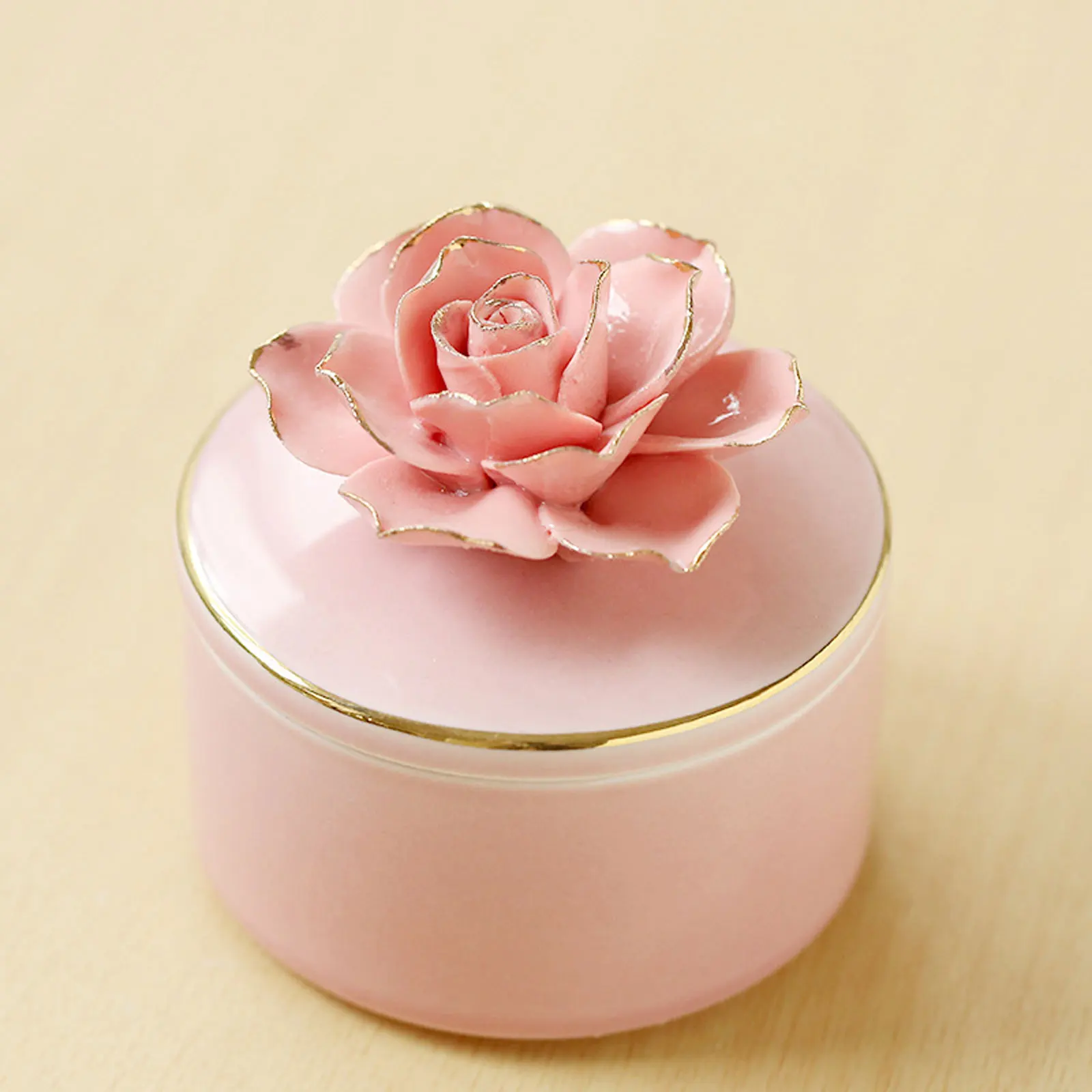 Nordic Jewelry Box Ceramic Hand-painted Painted Golden Flower Storage Tank Creative Favorite Gifts Home Decoration Ornaments