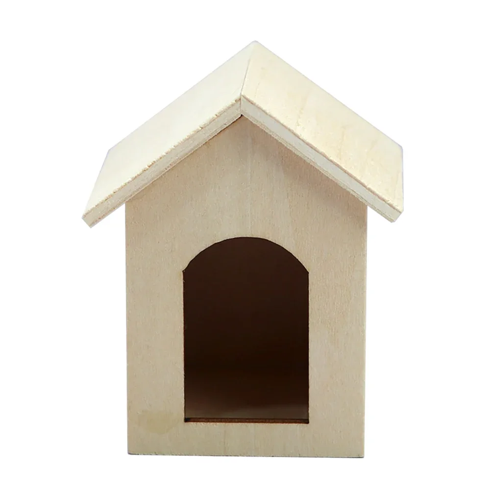 1/12 Dollhouse Miniature Accessories Mini Wooden Doghouse Simulation Kennel Model for Doll House Decoration ob11 bjd