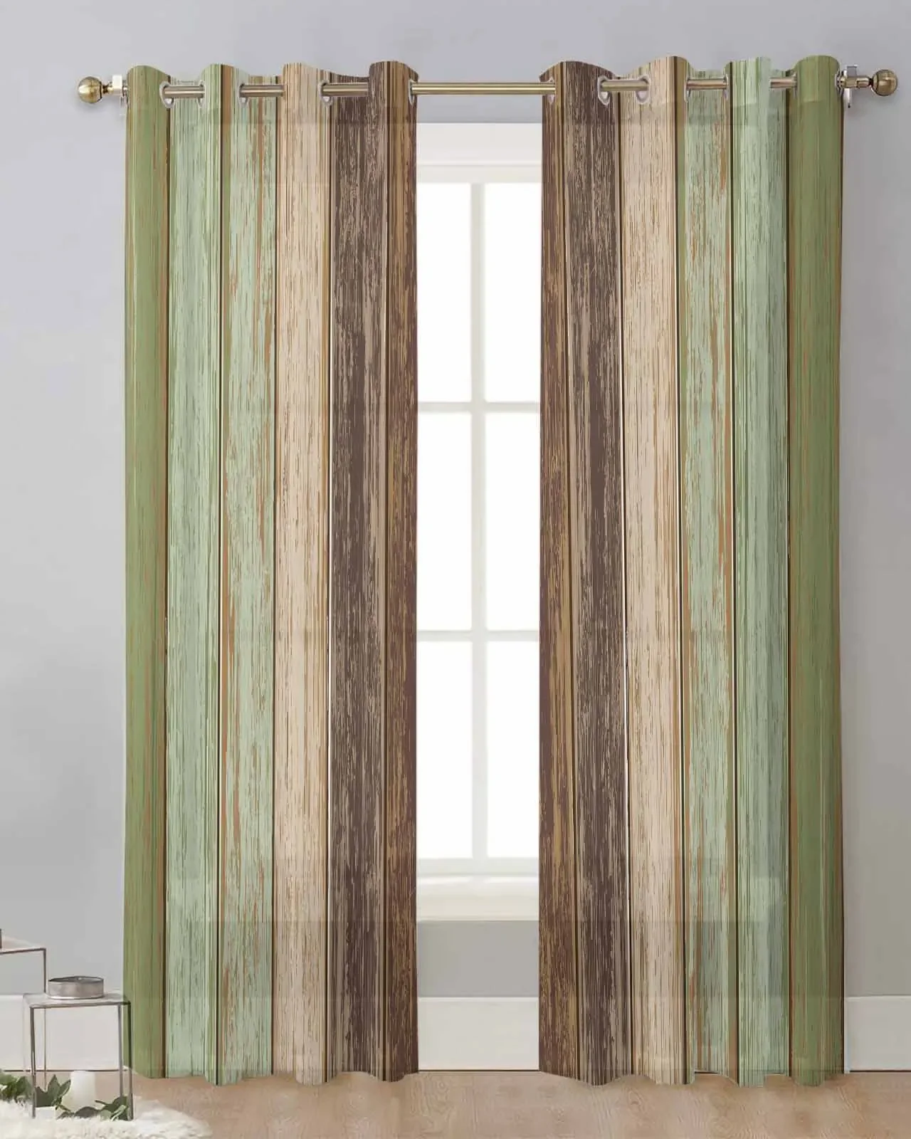 

Bathroom Kitchen Curtain Sage Green Retro Wood Grain Bedroom Curtains for Living Room Home Interior Curtains Elegant Bedrooms