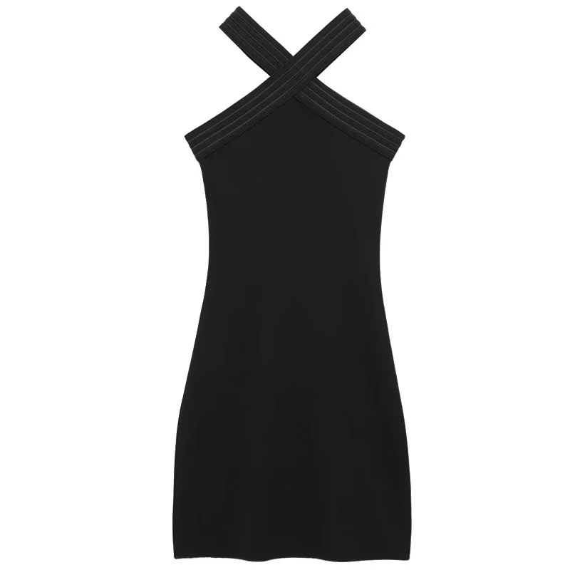 HXAO Halter Black Dress Womens Dresses Summer Sexy Bodycon Backless Short Dresses Woman Sleeveless Corset Elastic Vestidos 066
